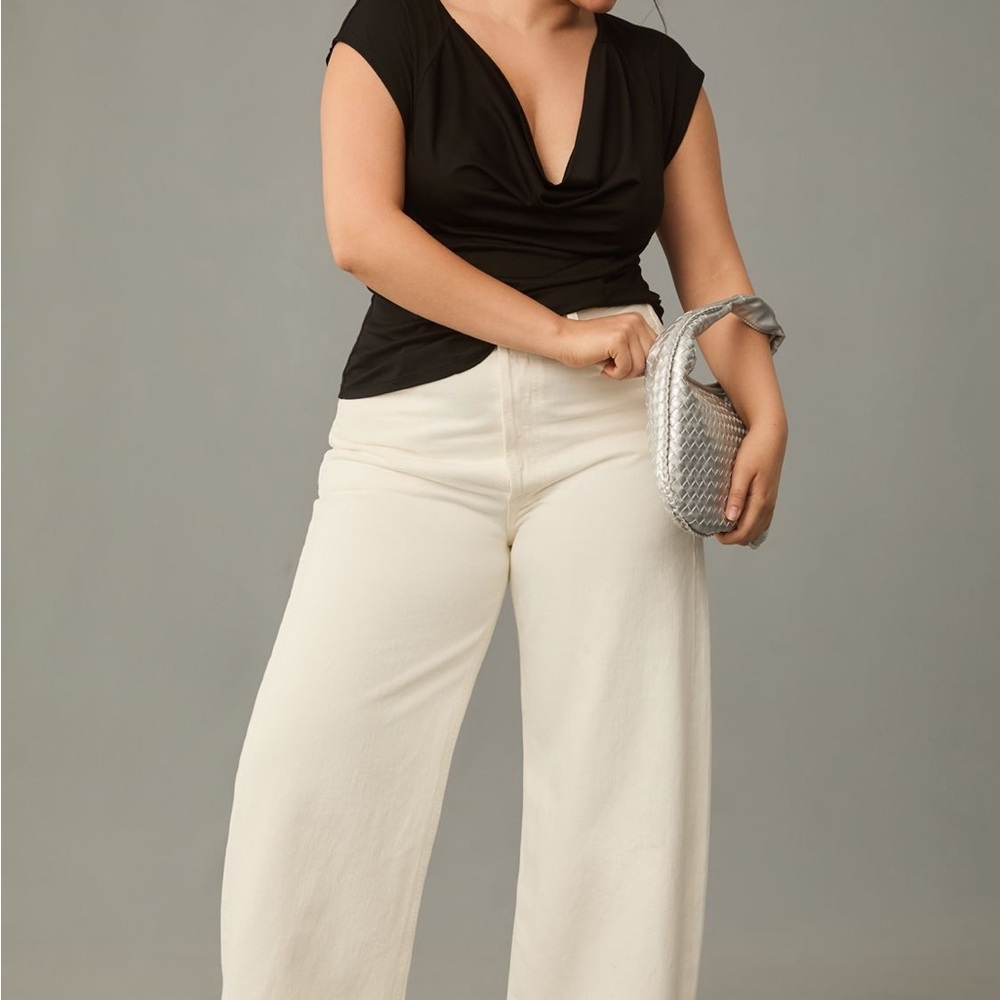 Porridge Short sleeve cowl-neck top with back cutout
